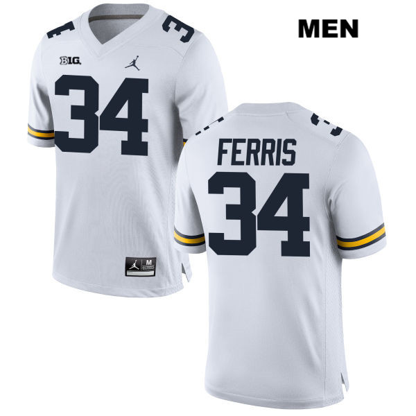 Men's NCAA Michigan Wolverines Kenneth Ferris #34 White Jordan Brand Authentic Stitched Football College Jersey KX25C86BQ